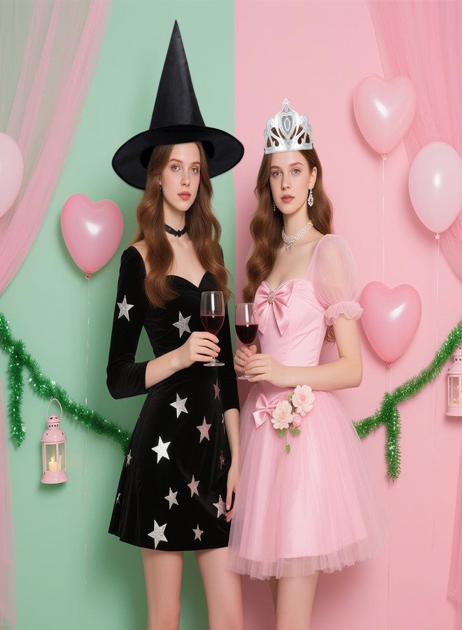 PLUVAVA 20 Pieces Black Witch Hat and Silver Princess Crown Set Wizard Hats Witch and Princess Party Favors for Pink Green Party Wicked Birthday Halloween Cosplay Parties Decor Gift - Image 5